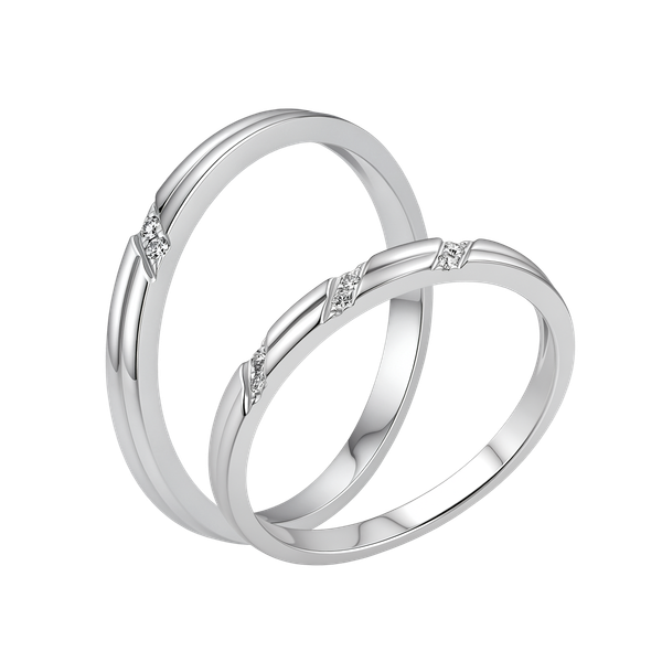Nhẫn cưới nam kim cương viên vàng 14K Weal M