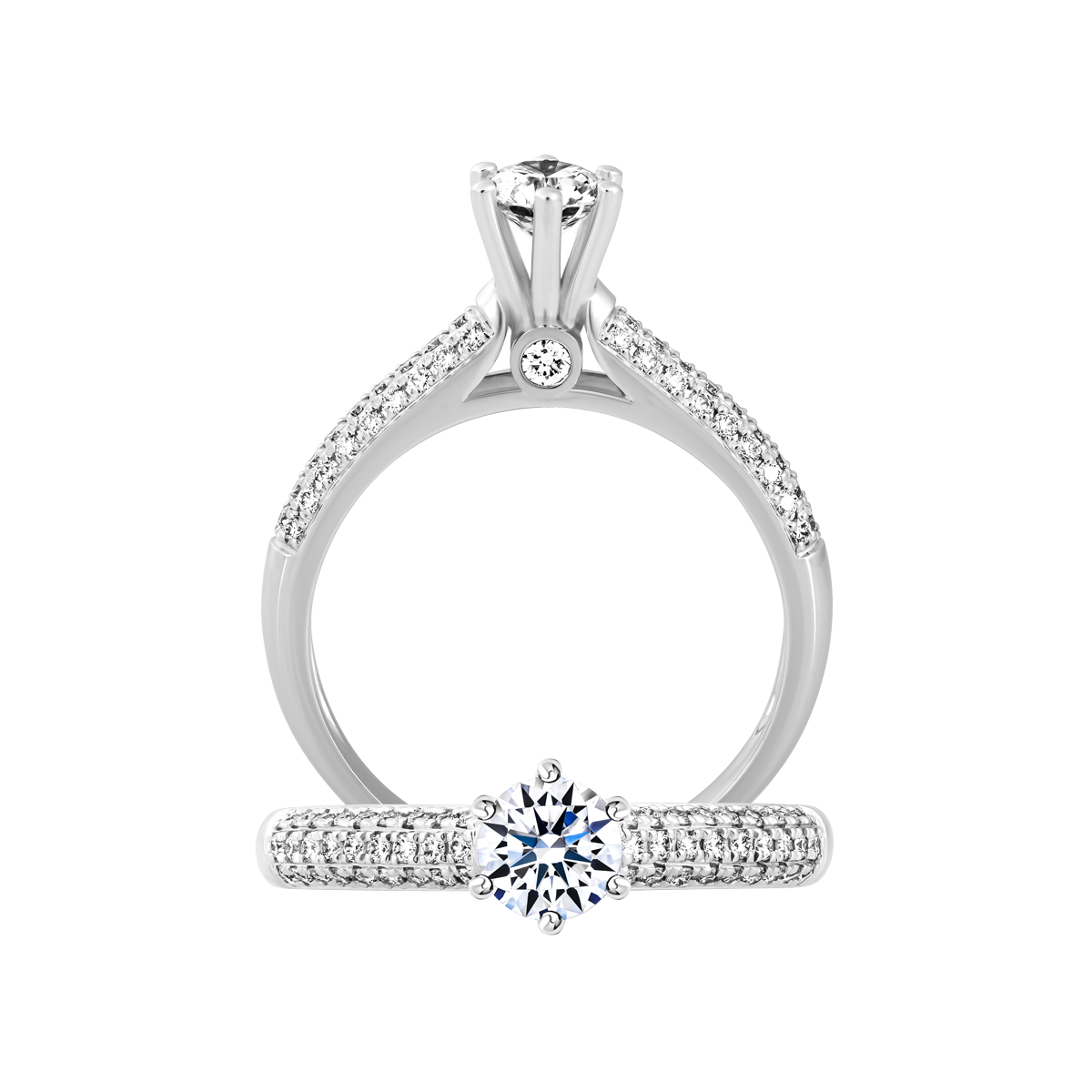 Nhẫn nữ kim cương 8 Hearts & Arrows vàng 14K Wonder N H&A 2C