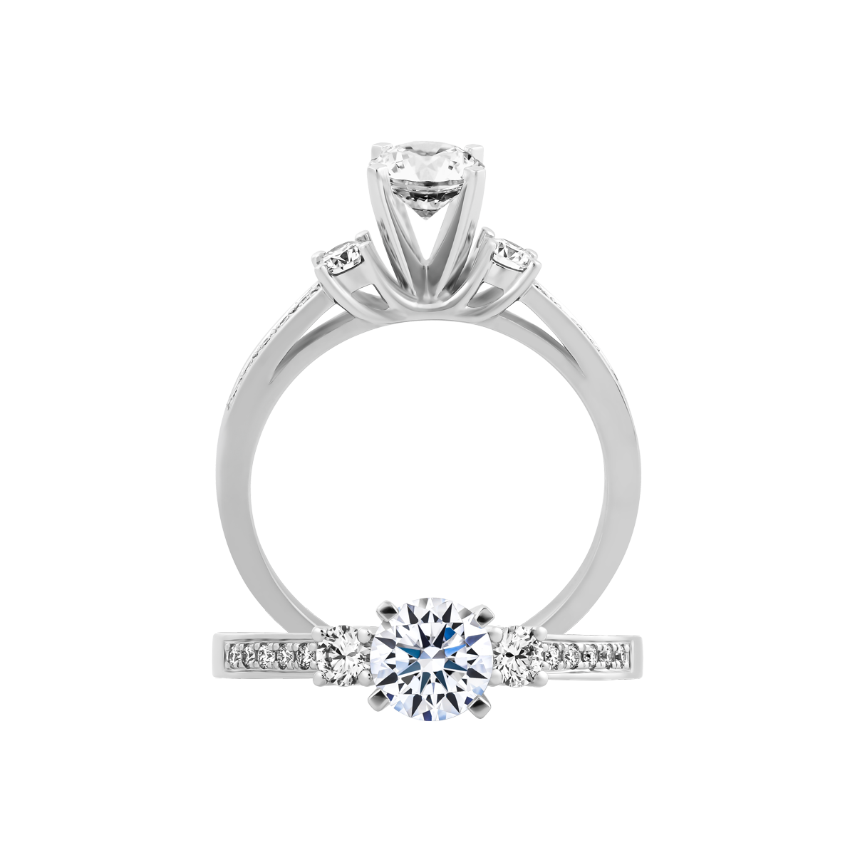 Ổ nhẫn nữ kim cương tấm vàng 14K Zetful 3C