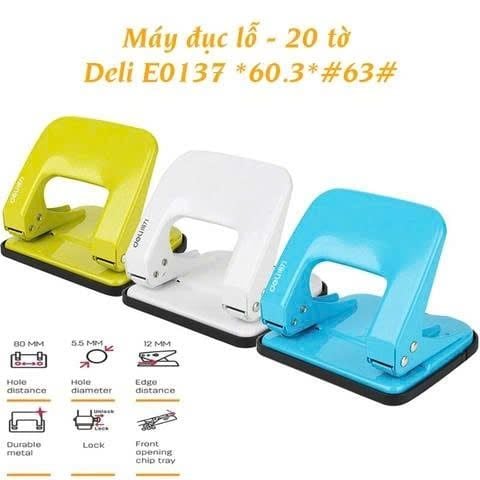 MÁY ĐUC LỖ DELI-  20 TỜ E0137 (VĂN PHÒNG)