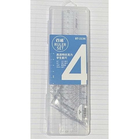 BỘ EKE THƯỚC KẺ HỘP NHỰA 20CM BT-2136 ( HỌC SINH, VĂN PHÒNG)