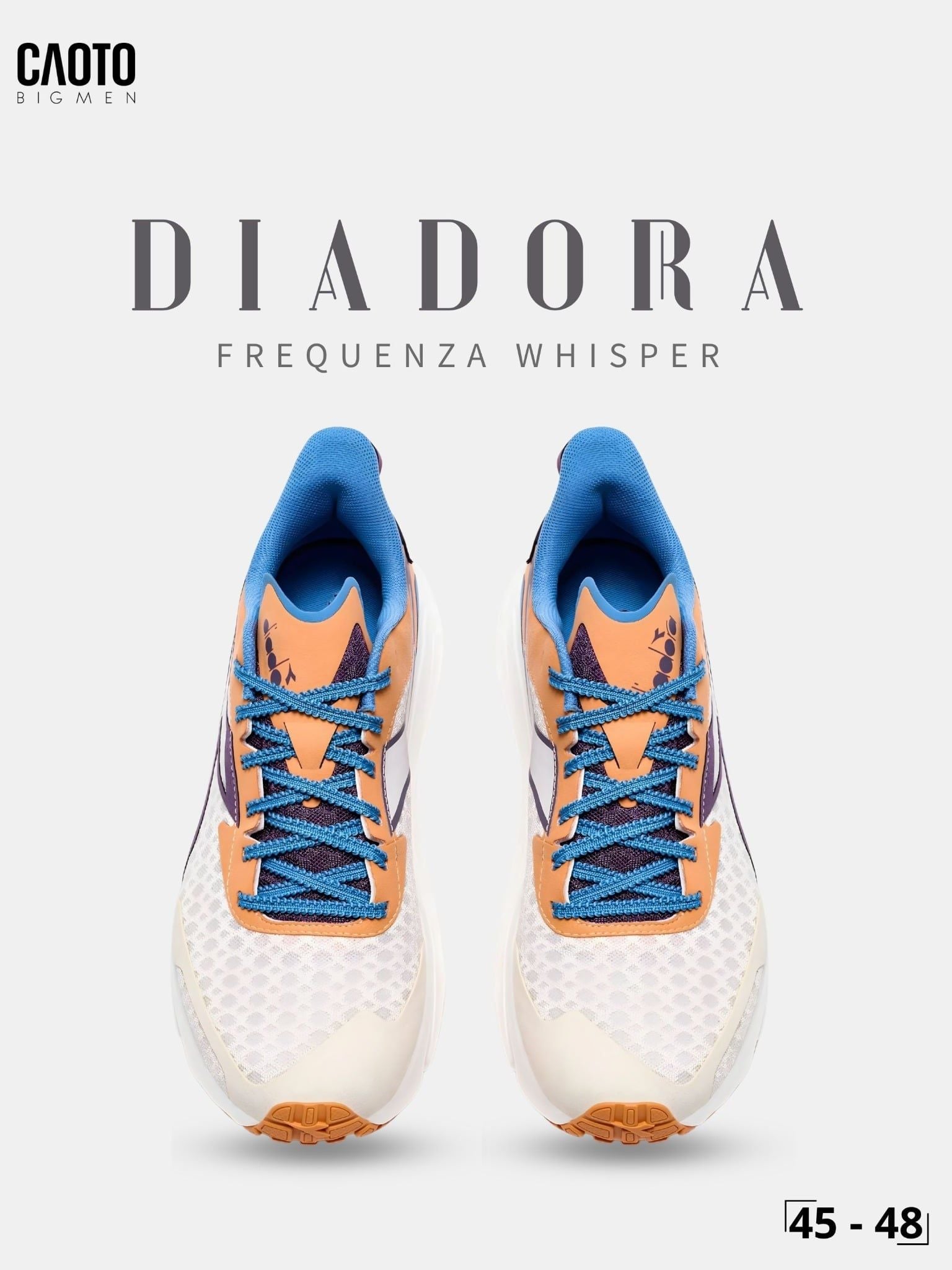  Giày Chạy Bộ Nam Big Size Frequenza Whisper Off-White Orange Blue Nhẹ, Bền Size 45 - 48 