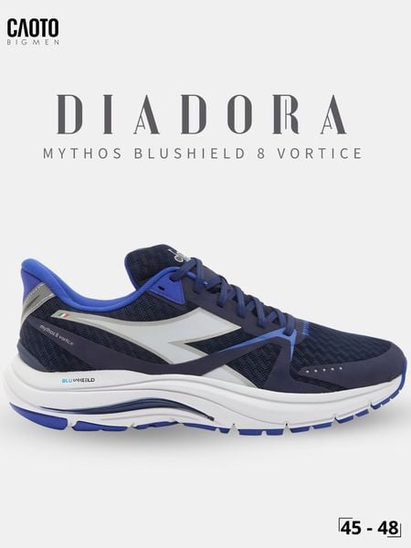 Giày chạy bộ nam big size Diadora Mythos Blushield 8 Vortice màu xanh royal blue