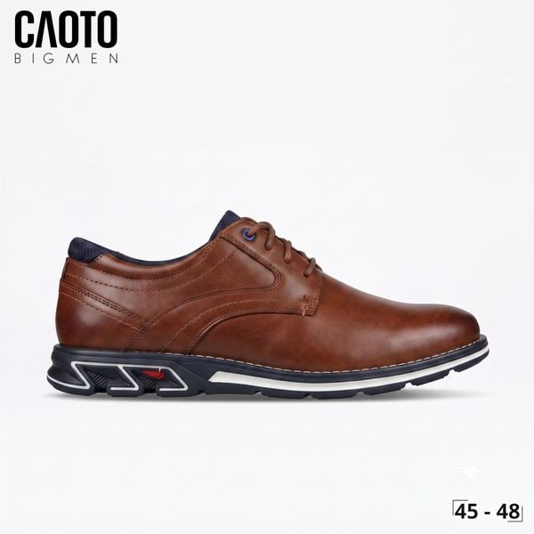  Giày Tây Mam Bigsize Oxford Derby Buộc Dây Da PU Êm Chân Đi Làm Công Sở Màu Nâu Size 45 - 48 