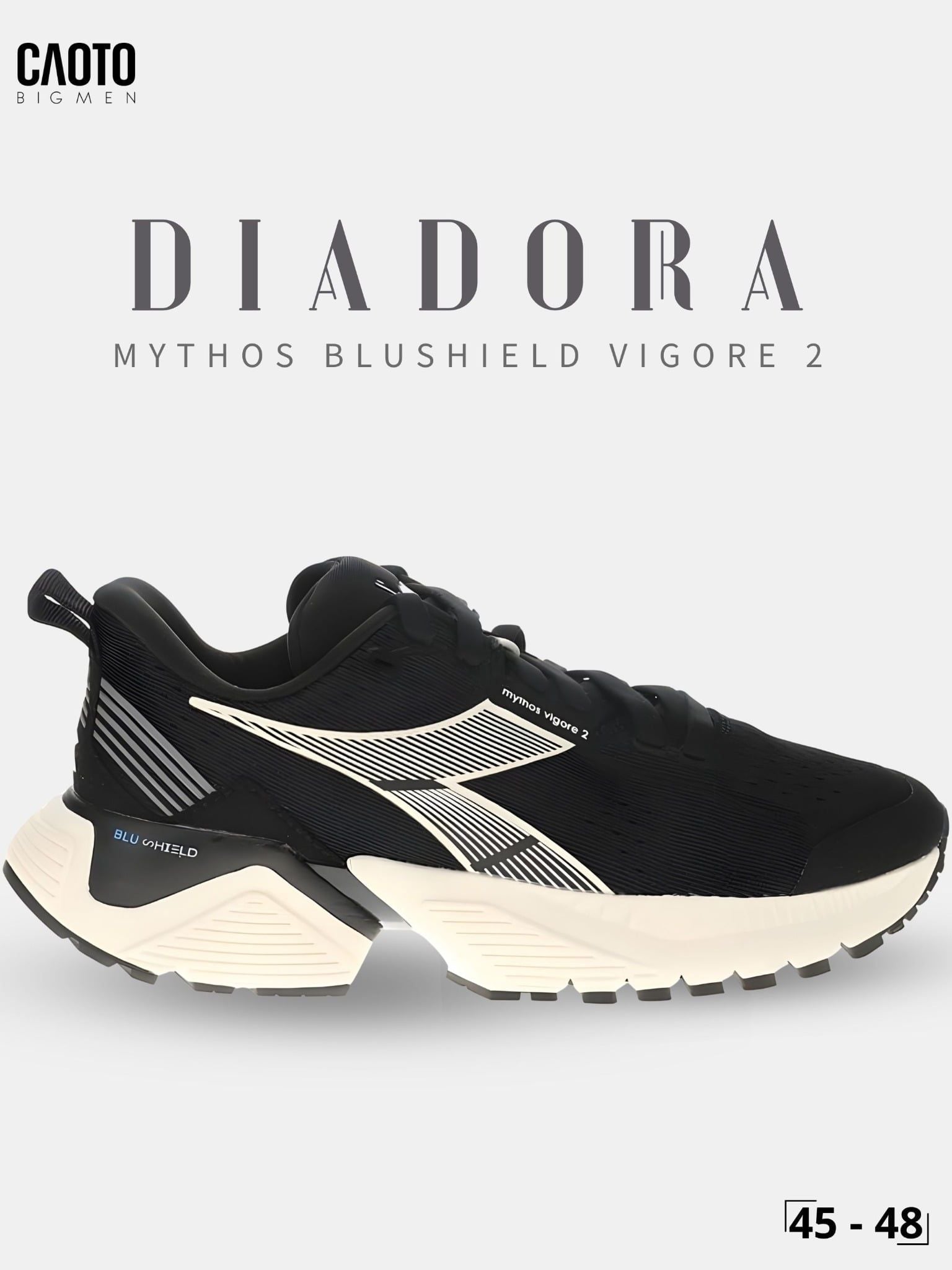  Giày Chạy Bộ Nam Big Size Mythos Blushield Vigore 2 Black Cream Nhẹ, Bền Size 45 - 48 