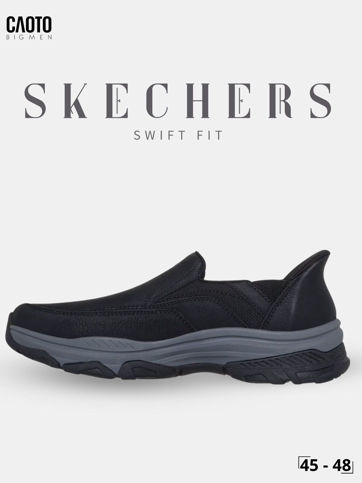  Giày Sneaker Nam Big Size Skecher Swift Fit – Leather Casual Black Size 45–50 