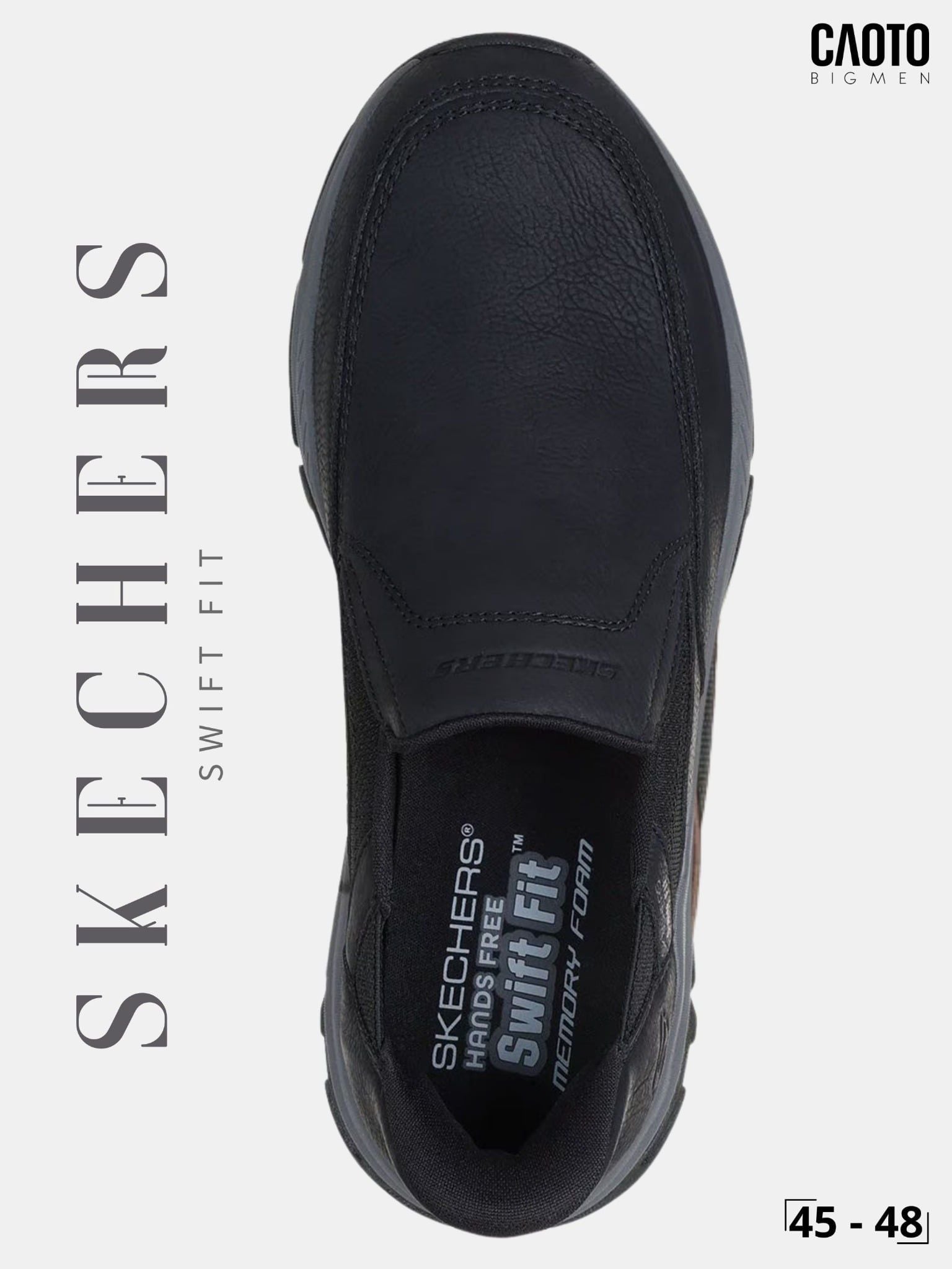  Giày Sneaker Nam Big Size Skecher Swift Fit – Leather Casual Black Size 45–50 