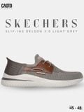  Giày Sneaker Nam Big Size Skecher Slip-ins Delson 3.0 - Canvas Casual Light Grey Size 45–50 