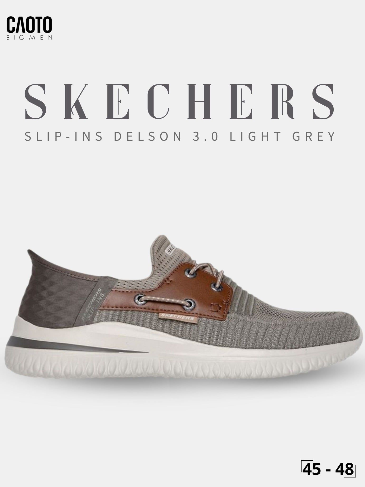  Giày Sneaker Nam Big Size Skecher Slip-ins Delson 3.0 - Canvas Casual Light Grey Size 45–50 