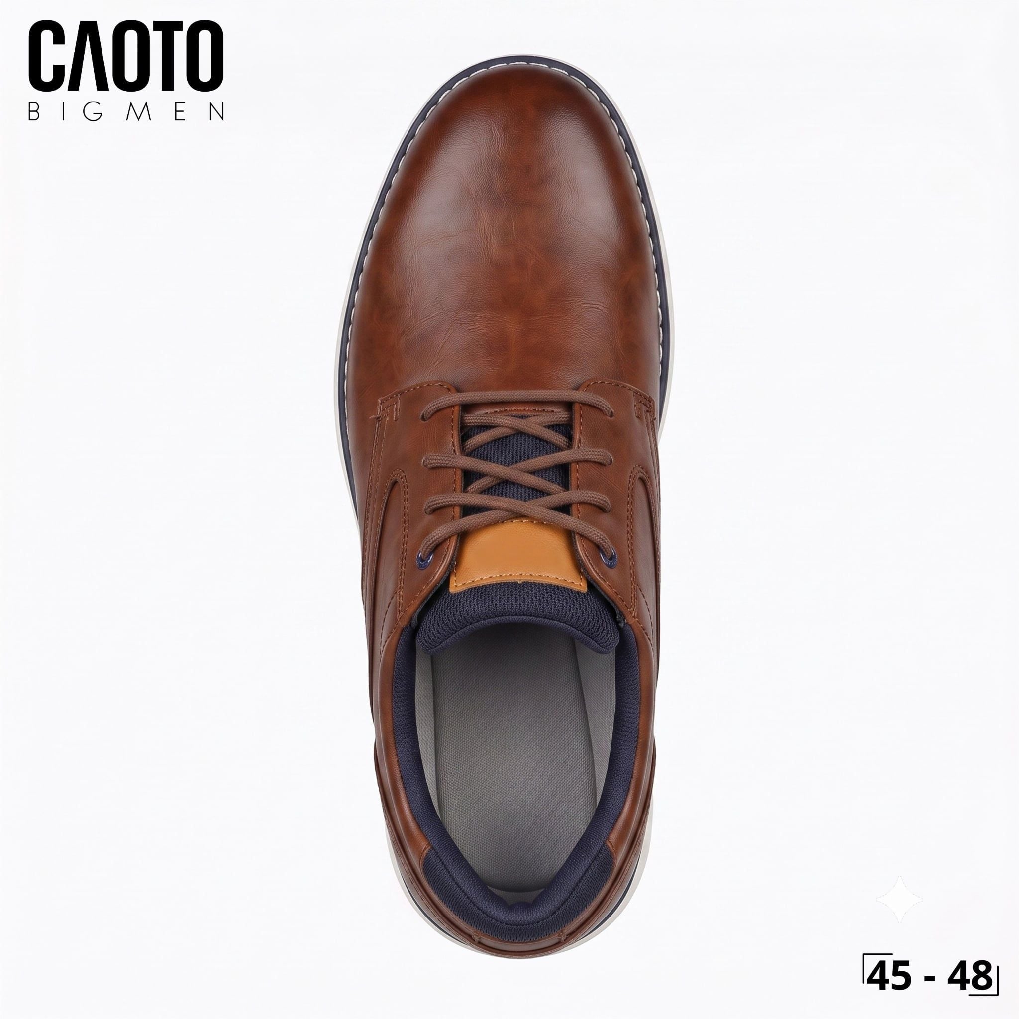  Giày Tây Mam Bigsize Oxford Derby Buộc Dây Da PU Êm Chân Đi Làm Công Sở Màu Nâu Size 45 - 48 