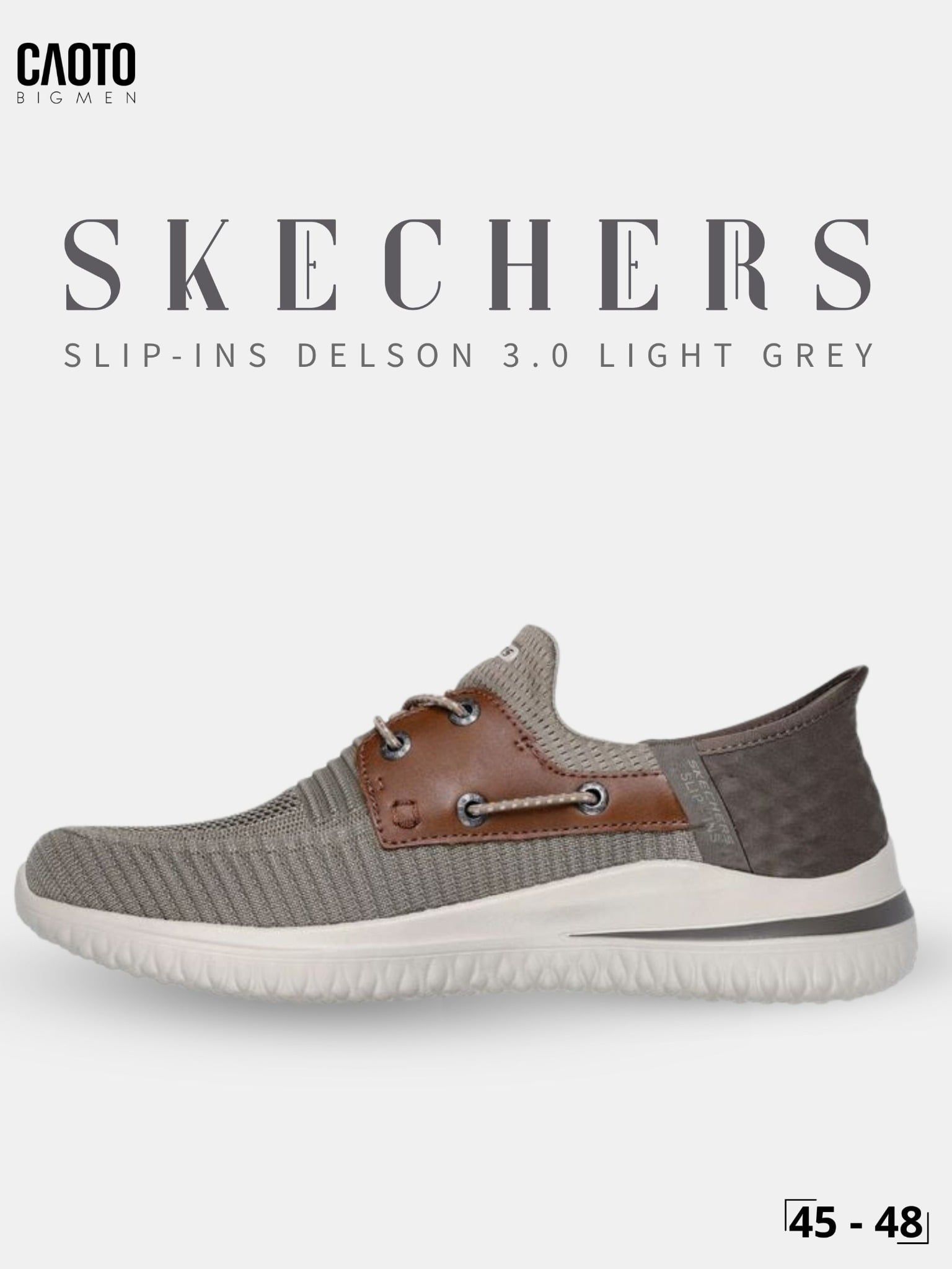  Giày Sneaker Nam Big Size Skecher Slip-ins Delson 3.0 - Canvas Casual Light Grey Size 45–50 