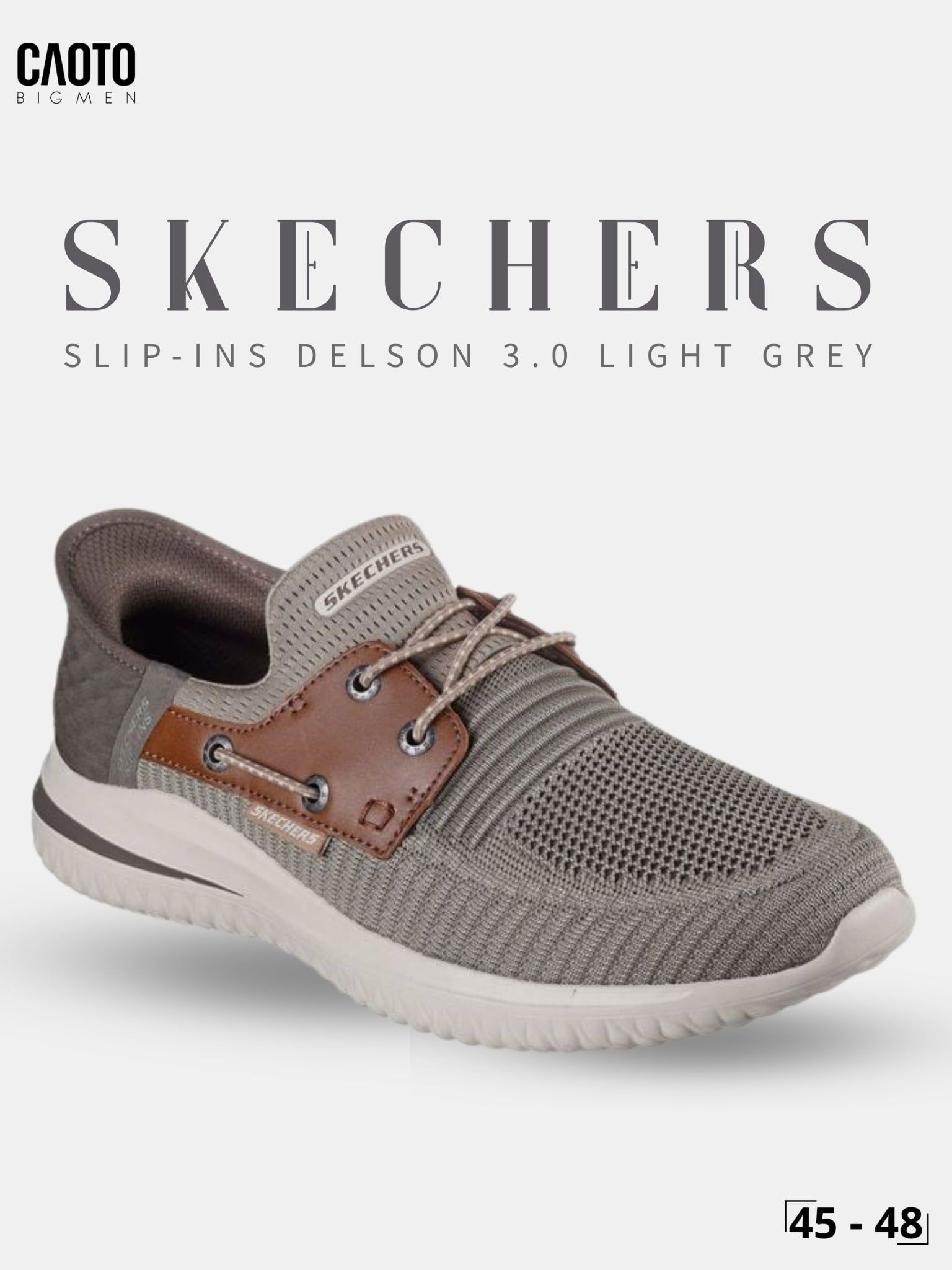  Giày Sneaker Nam Big Size Skecher Slip-ins Delson 3.0 - Canvas Casual Light Grey Size 45–50 