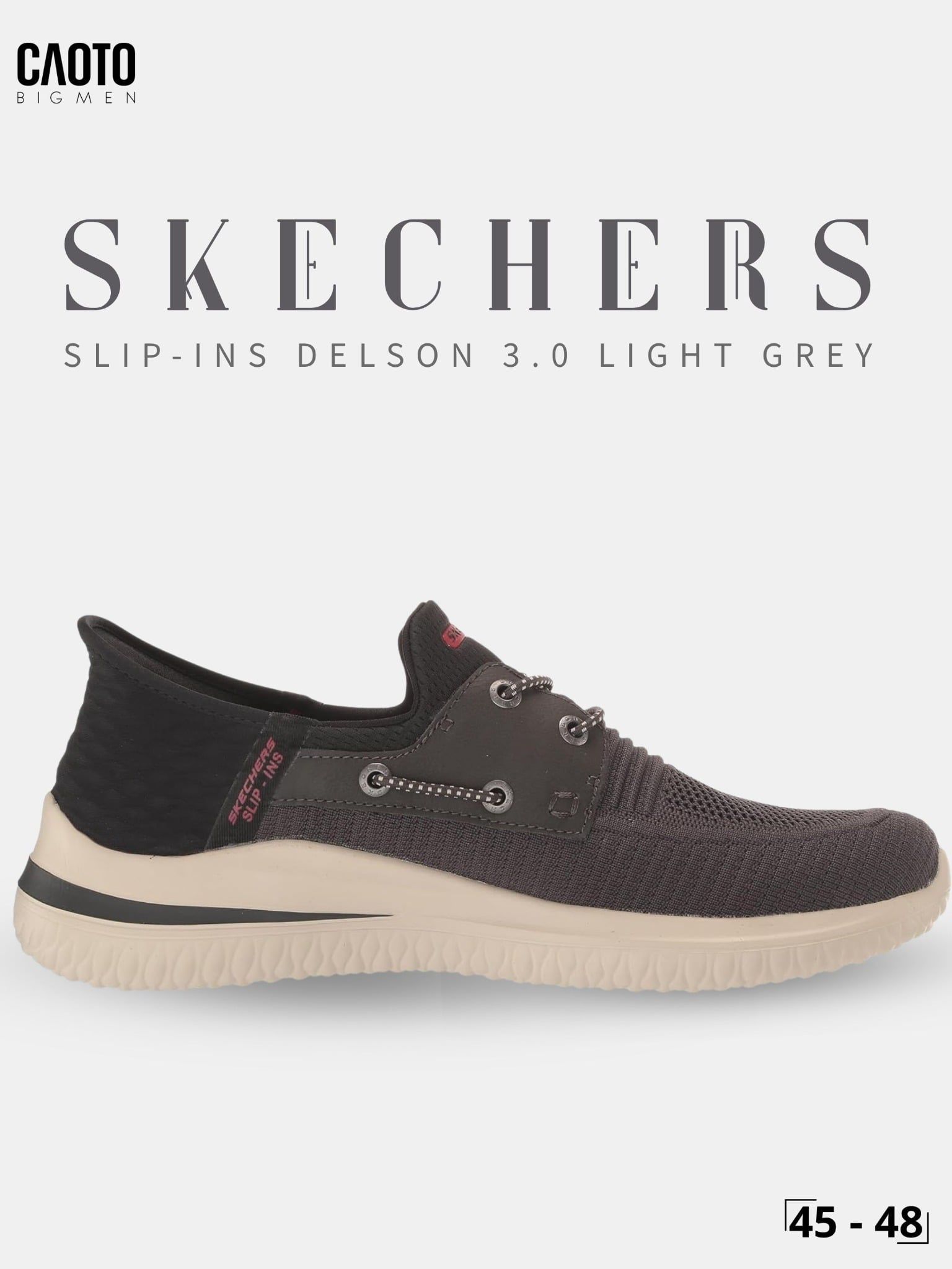  Giày Sneaker Nam Big Size Skecher Slip-ins Delson 3.0 - Canvas Casual Light Grey Size 45–50 