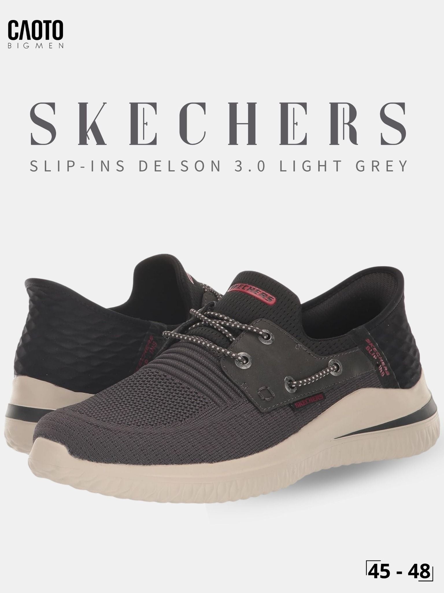  Giày Sneaker Nam Big Size Skecher Slip-ins Delson 3.0 - Canvas Casual Light Grey Size 45–50 