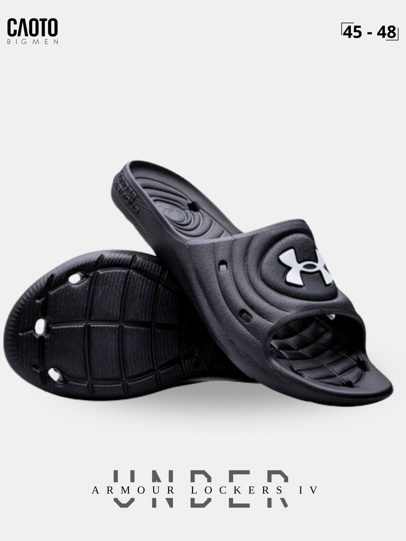  Dép Đúc Quai Ngang Nam Big Size Under Armour - Lockers IV Đi Biển Black Size 45 -48 