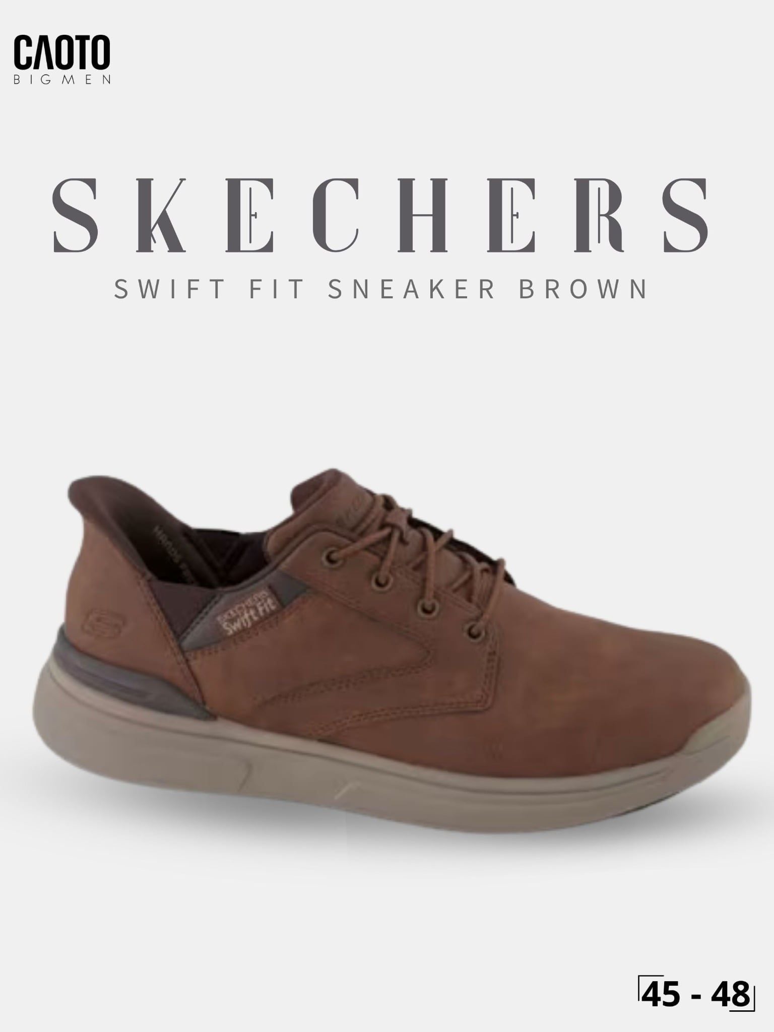  Giày Sneaker Nam Big Size Skecher Swift Fit Canvas Casual Brown Size 45–50 