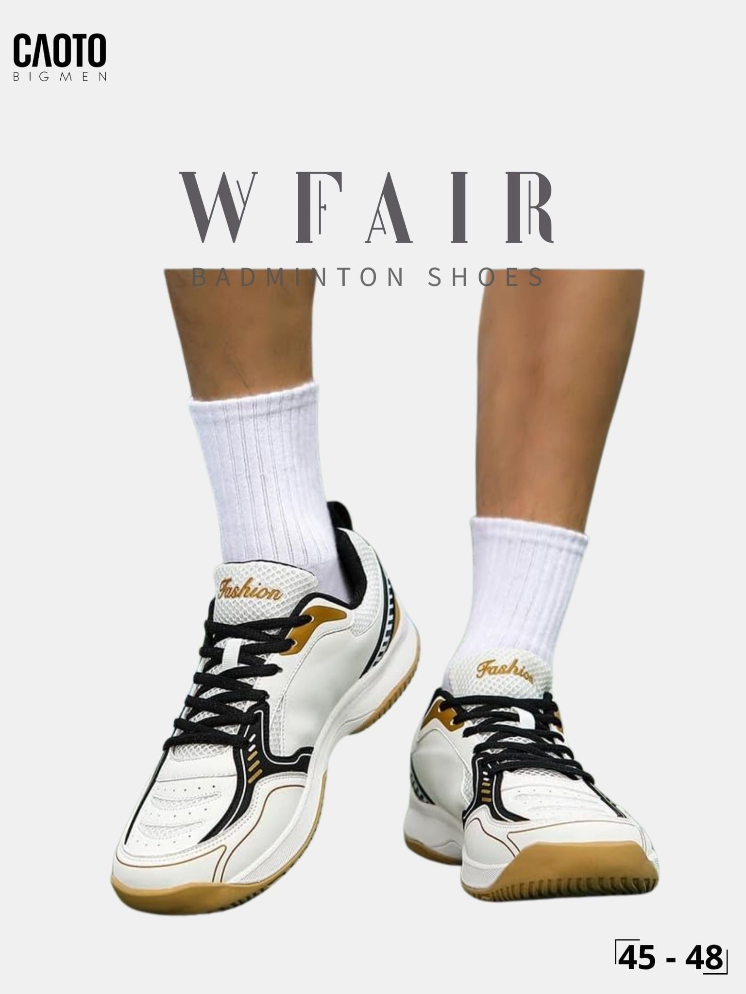  Giày Cầu Lông Nam Big Size WFAIR All Court Omni Court Đệm Êm Thể Thao Trắng Đen Size 45 - 48 