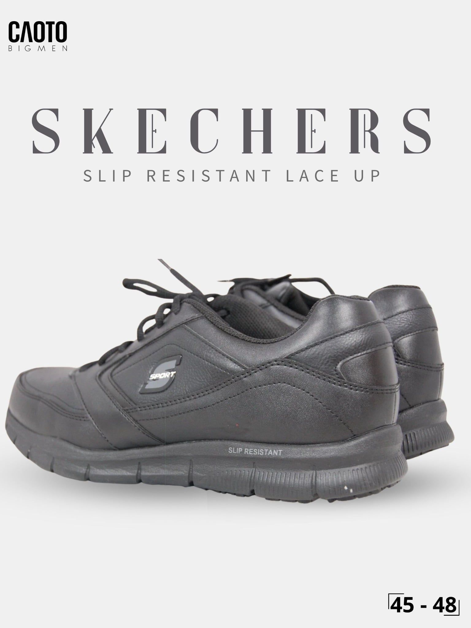  Giày Sneaker Nam Big Size Skecher Slip Resistant Lace up Canvas Casual Black Size 45–50 