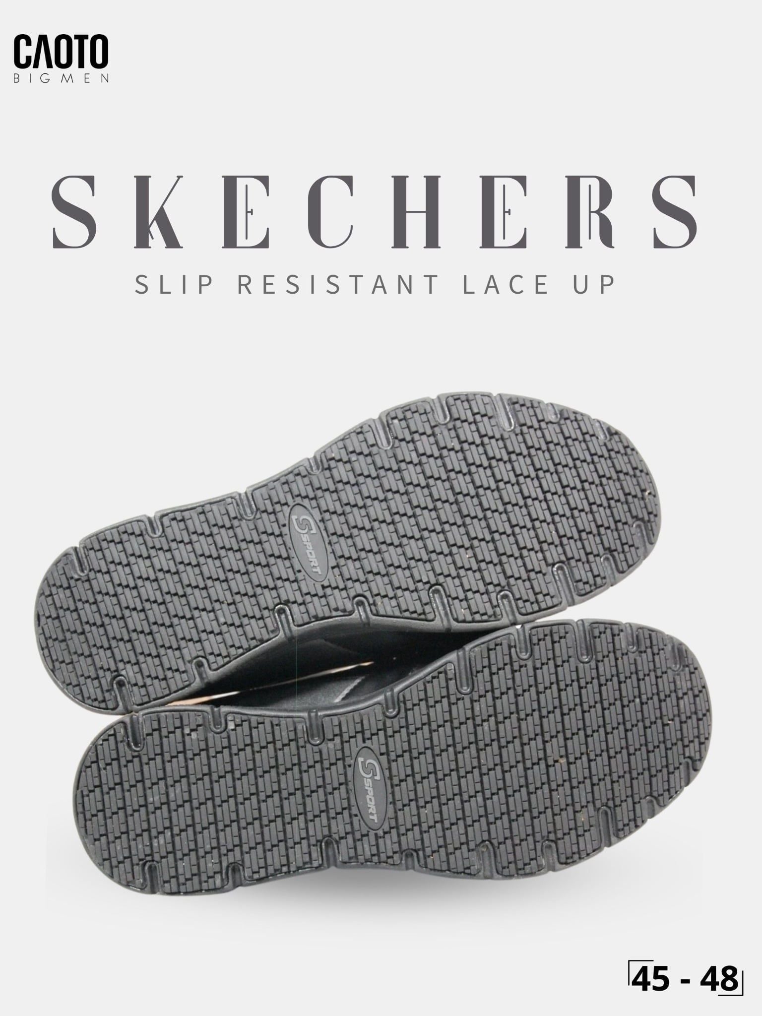  Giày Sneaker Nam Big Size Skecher Slip Resistant Lace up Canvas Casual Black Size 45–50 