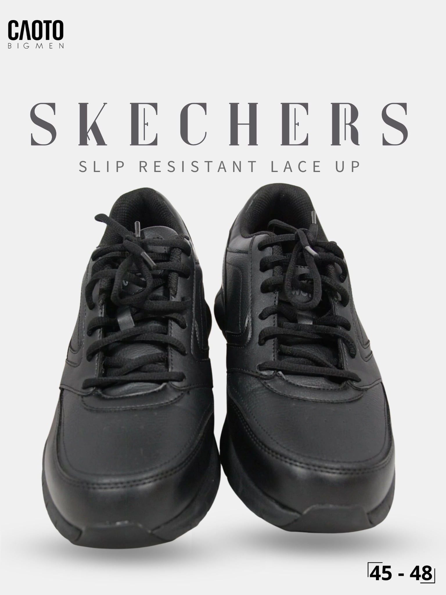  Giày Sneaker Nam Big Size Skecher Slip Resistant Lace up Canvas Casual Black Size 45–50 