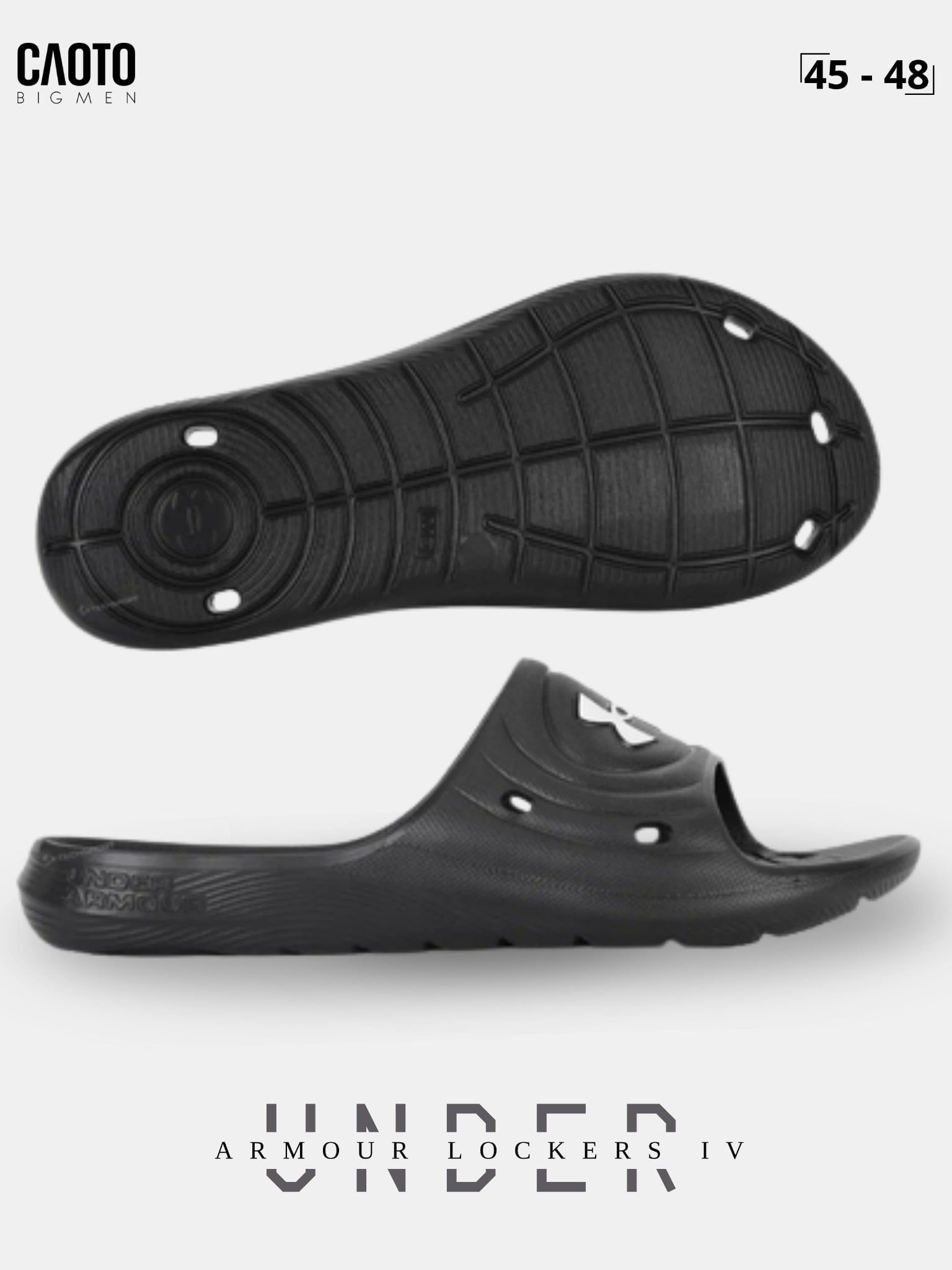  Dép Đúc Quai Ngang Nam Big Size Under Armour - Lockers IV Đi Biển Black Size 45 -48 