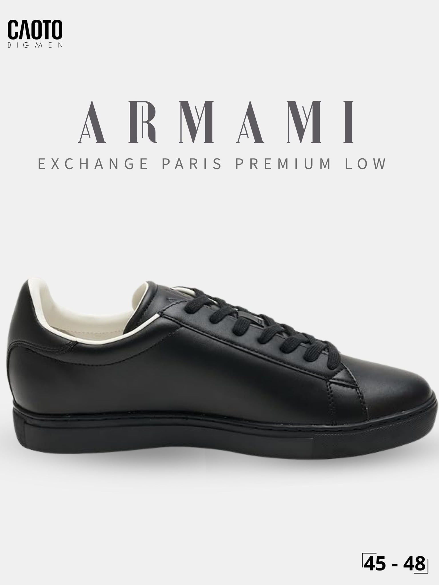  Giày Sneaker Nam Big Size Armami Exchange Paris Premium Low Black Thời Trang Phong Cách Size 45 - 48 