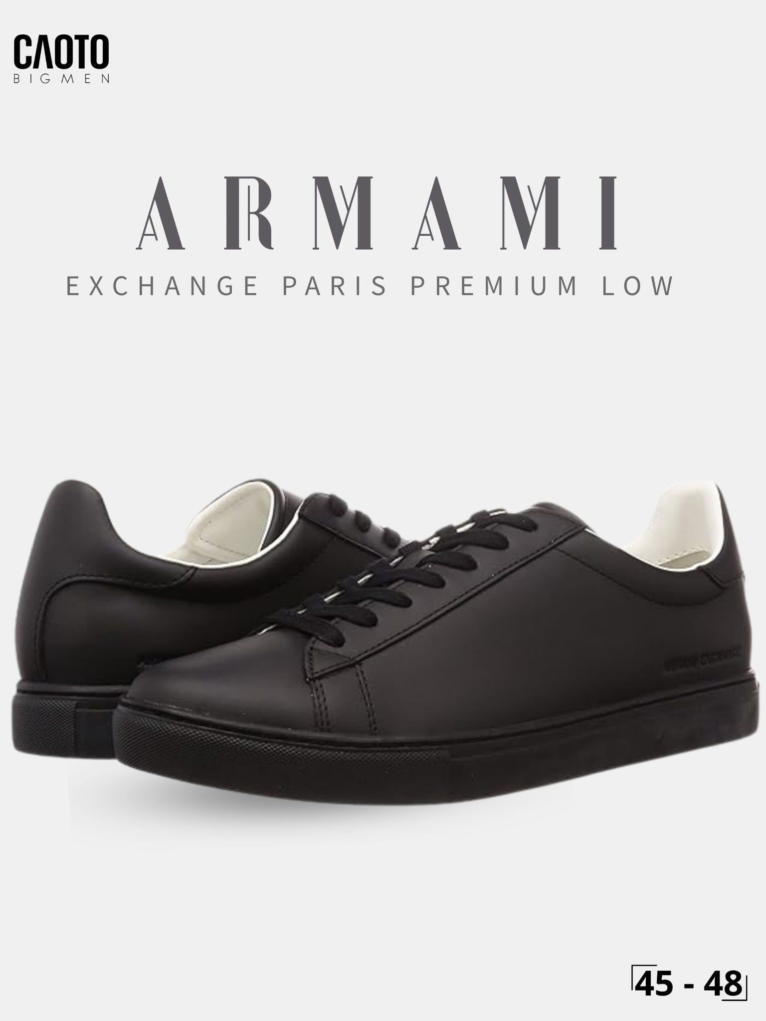  Giày Sneaker Nam Big Size Armami Exchange Paris Premium Low Black Thời Trang Phong Cách Size 45 - 48 