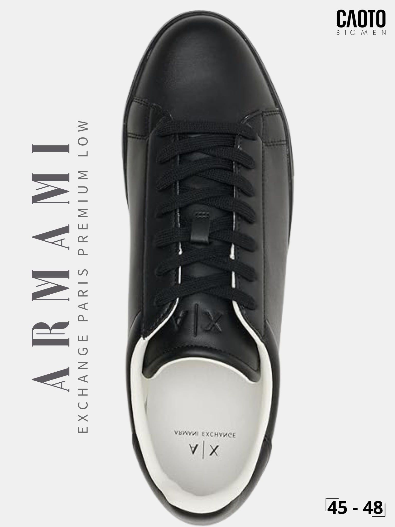  Giày Sneaker Nam Big Size Armami Exchange Paris Premium Low Black Thời Trang Phong Cách Size 45 - 48 