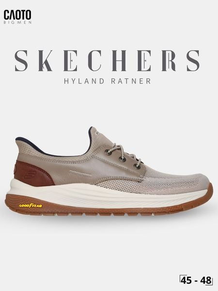 giày sneaker big size Skechers taupe canvas nam size 45 phong cách casual hiện đại