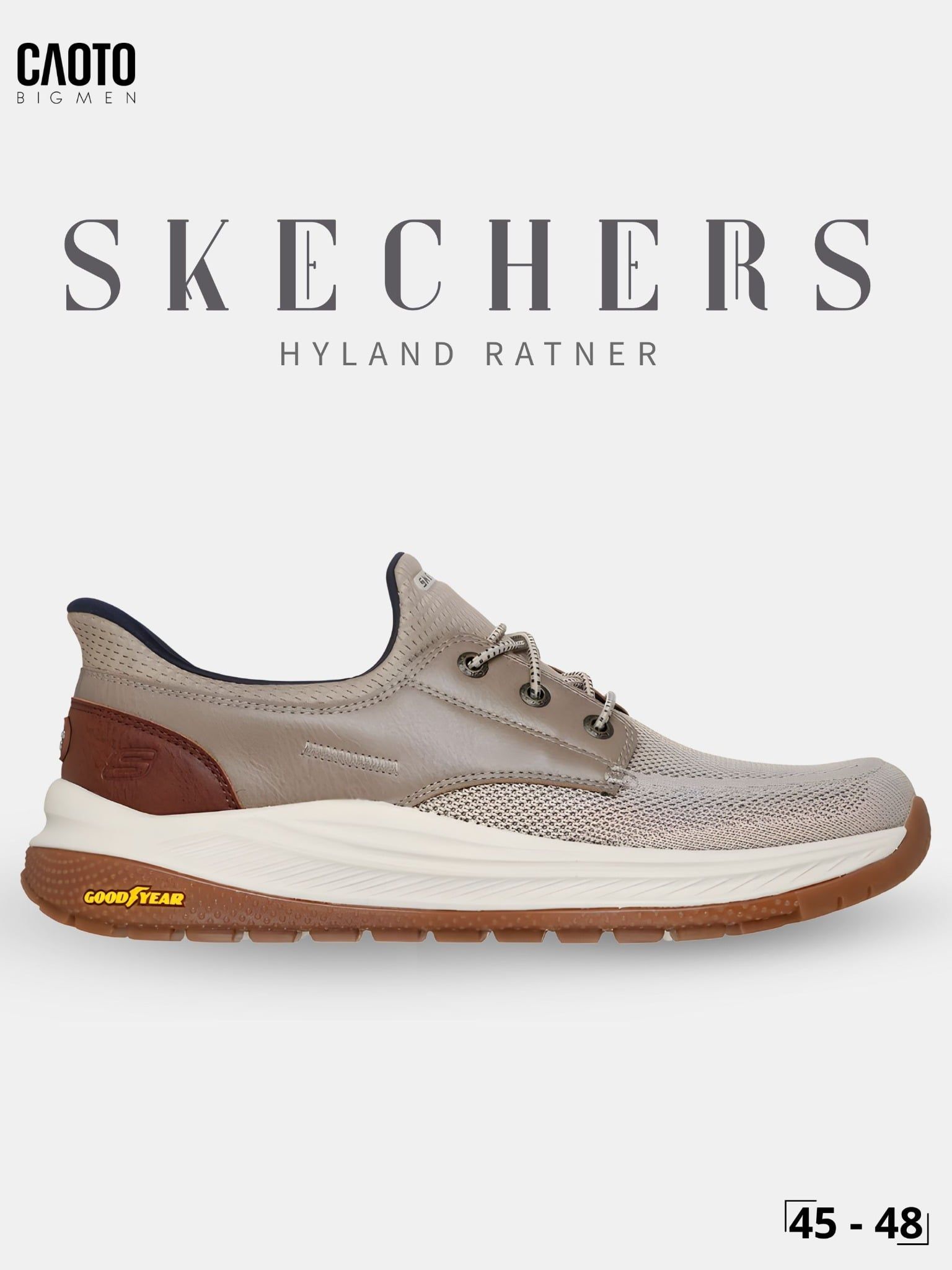  Giày Sneakers Nam Big Size Meroe Alden – Skechers Taupe Canvas Casual Size 45–50 
