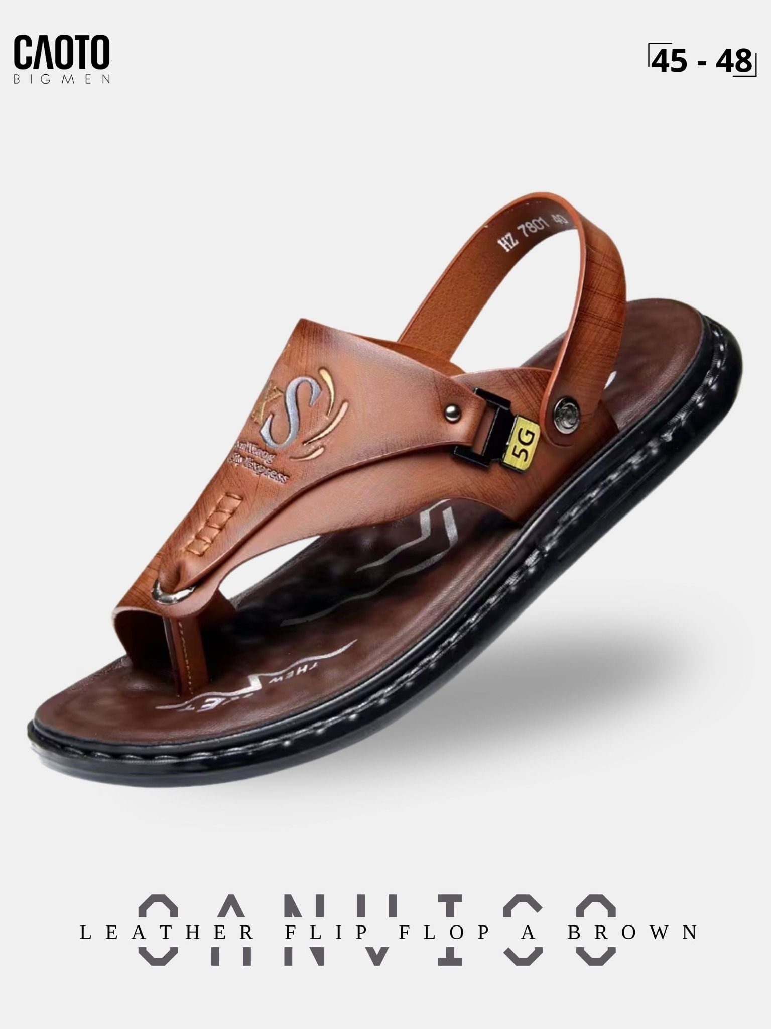  Giày Sandal Xỏ Ngón Nam Big Size Oanviso - A Grey Da Pu Sang Trọng Size 45 - 48 