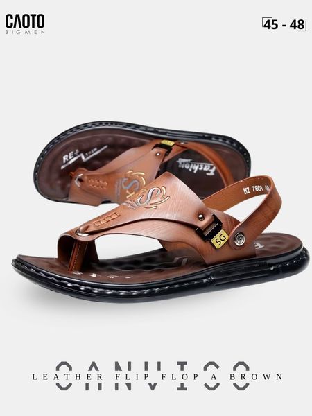  Giày Sandal Xỏ Ngón Nam Big Size Oanviso - A Grey Da Pu Sang Trọng Size 45 - 48 