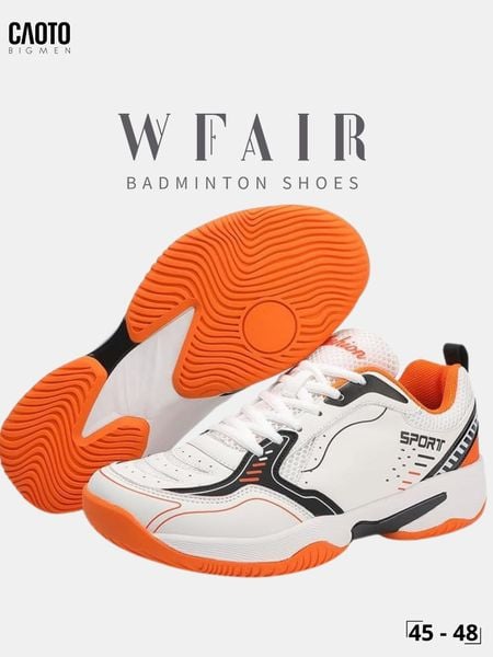  Giày Cầu Lông Nam Big Size WFAIR All Court Omni Court Đệm Êm Thể Thao Màu Cam Size 45 - 48 
