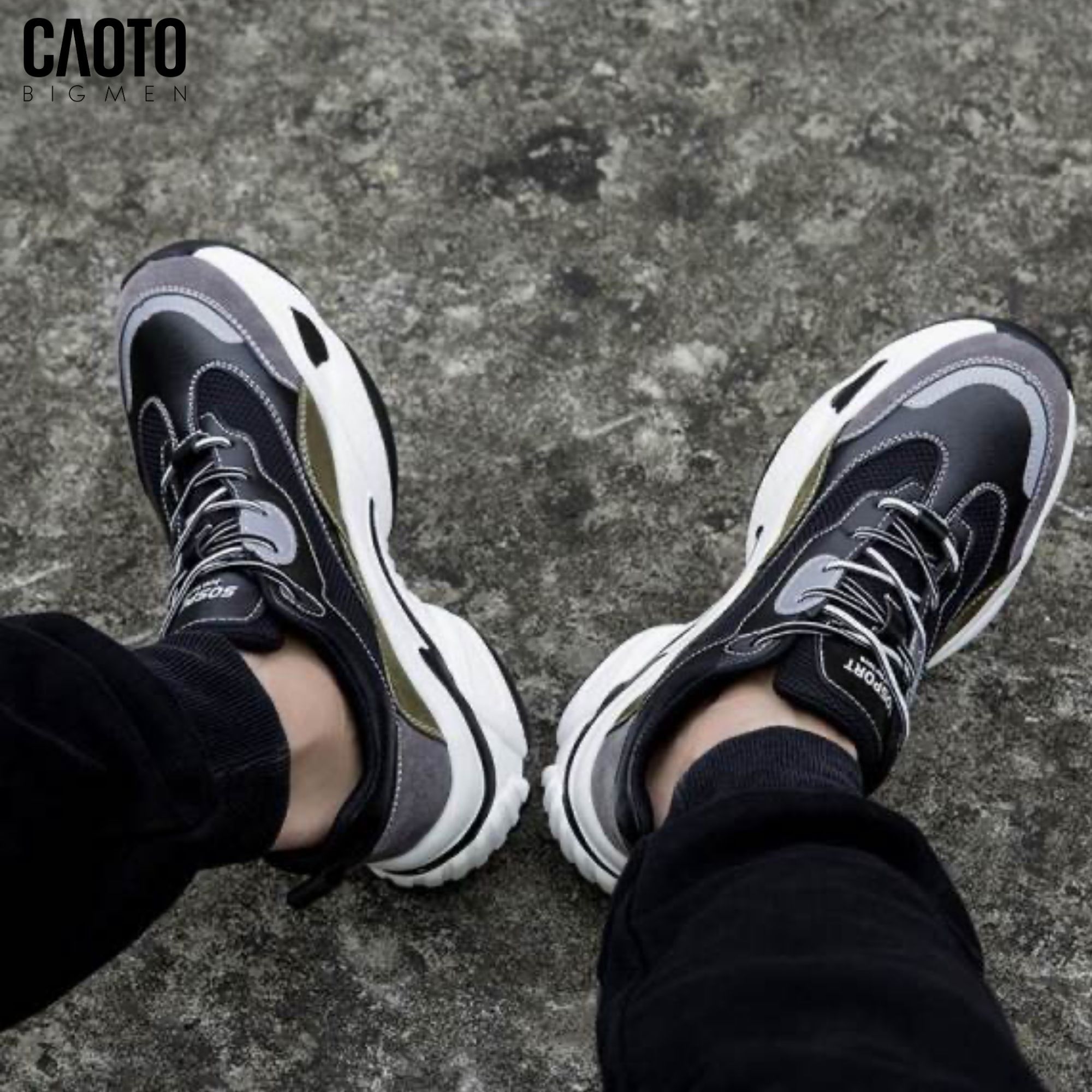  Giày Thể Thao Nam Big Size SO-Sport Black – Sneaker Chunky, Size 45–48 