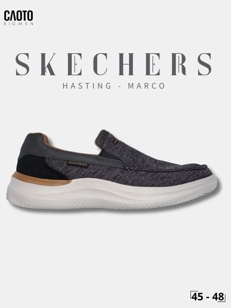  Giày Lười Nam Big Size Skechers Relaxed Fit Hasting Marco Gray Black Êm Chân Size 45 - 50 