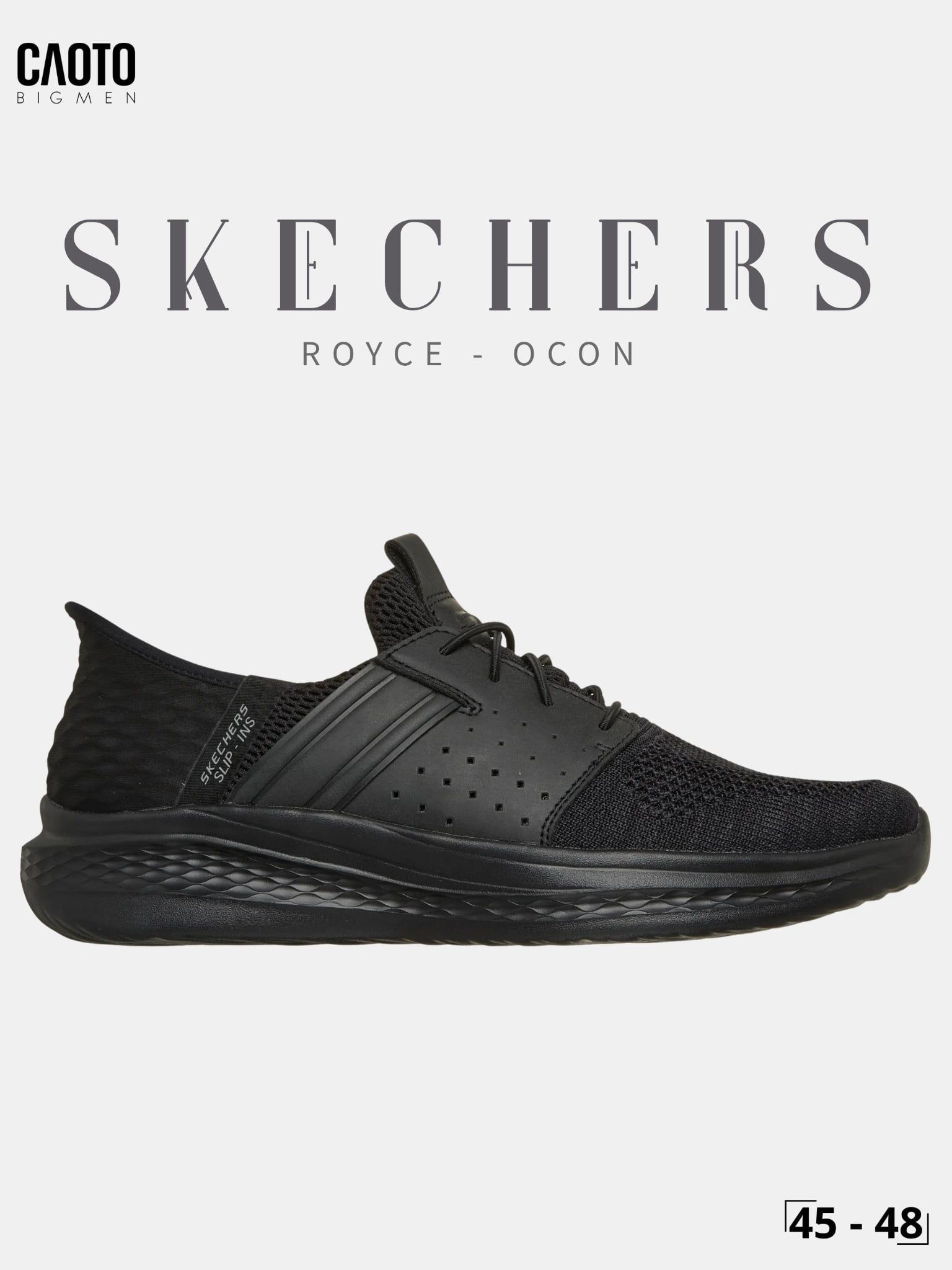  Giày Nam Big Size Skechers Slade Royce Ocon Đen Size 45 - 48 