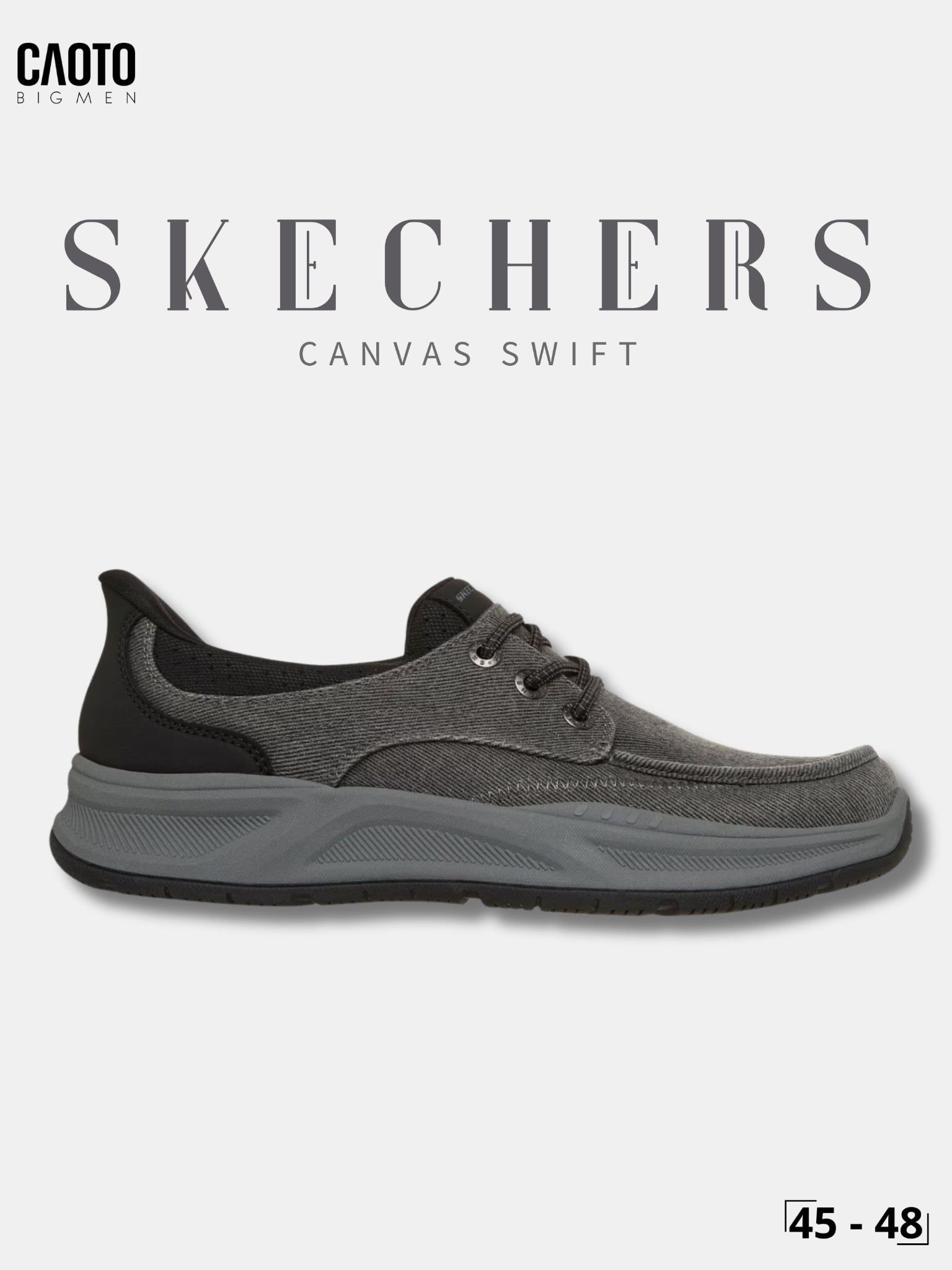  Giày Sneaker Nam Big Size Skechers Canvas Swift Fit Low Black Êm Chân Size 45 - 48 