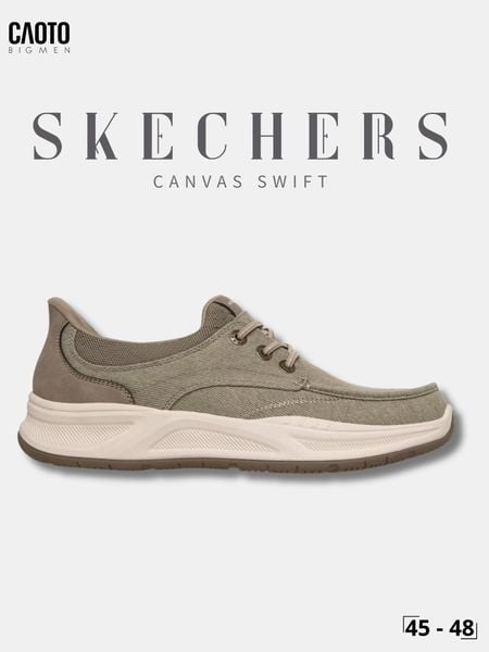  Giày Sneaker Nam Big Size Skechers Canvas Swift Fit Low Taupe Nâu Xám Êm Chân Size 45 - 48 