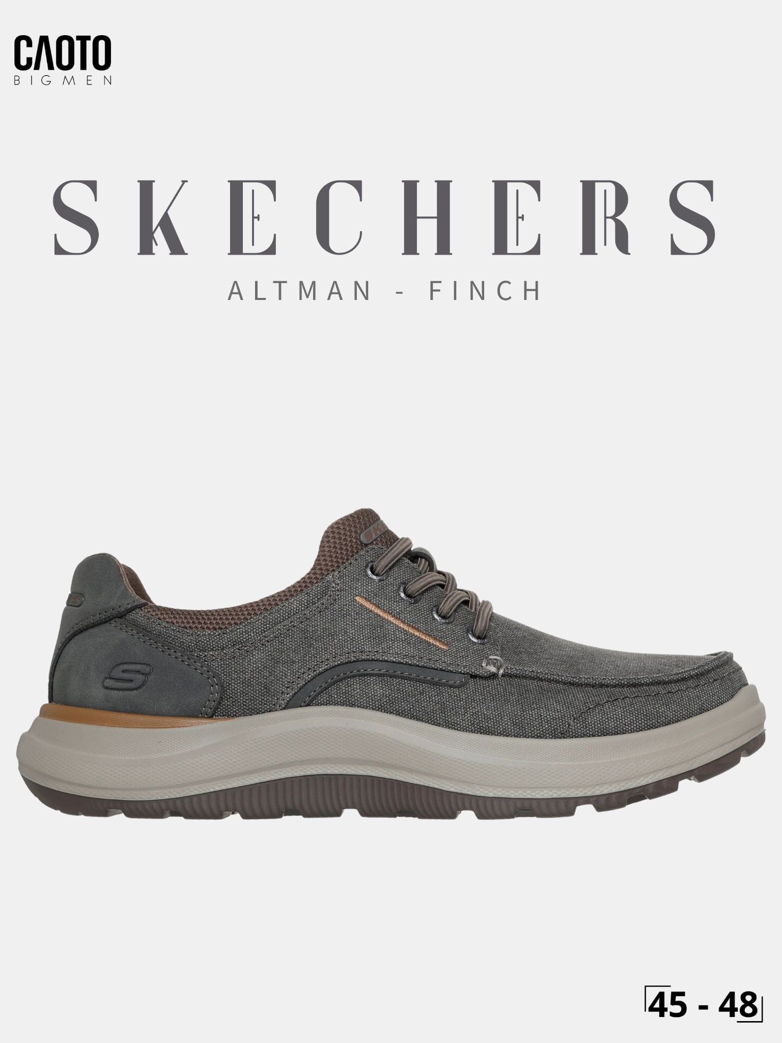  Giày Lười Nam Big Size Skechers Relaxed Fit Altman Finch Dark Taupe Êm Chân Size 45 - 48 