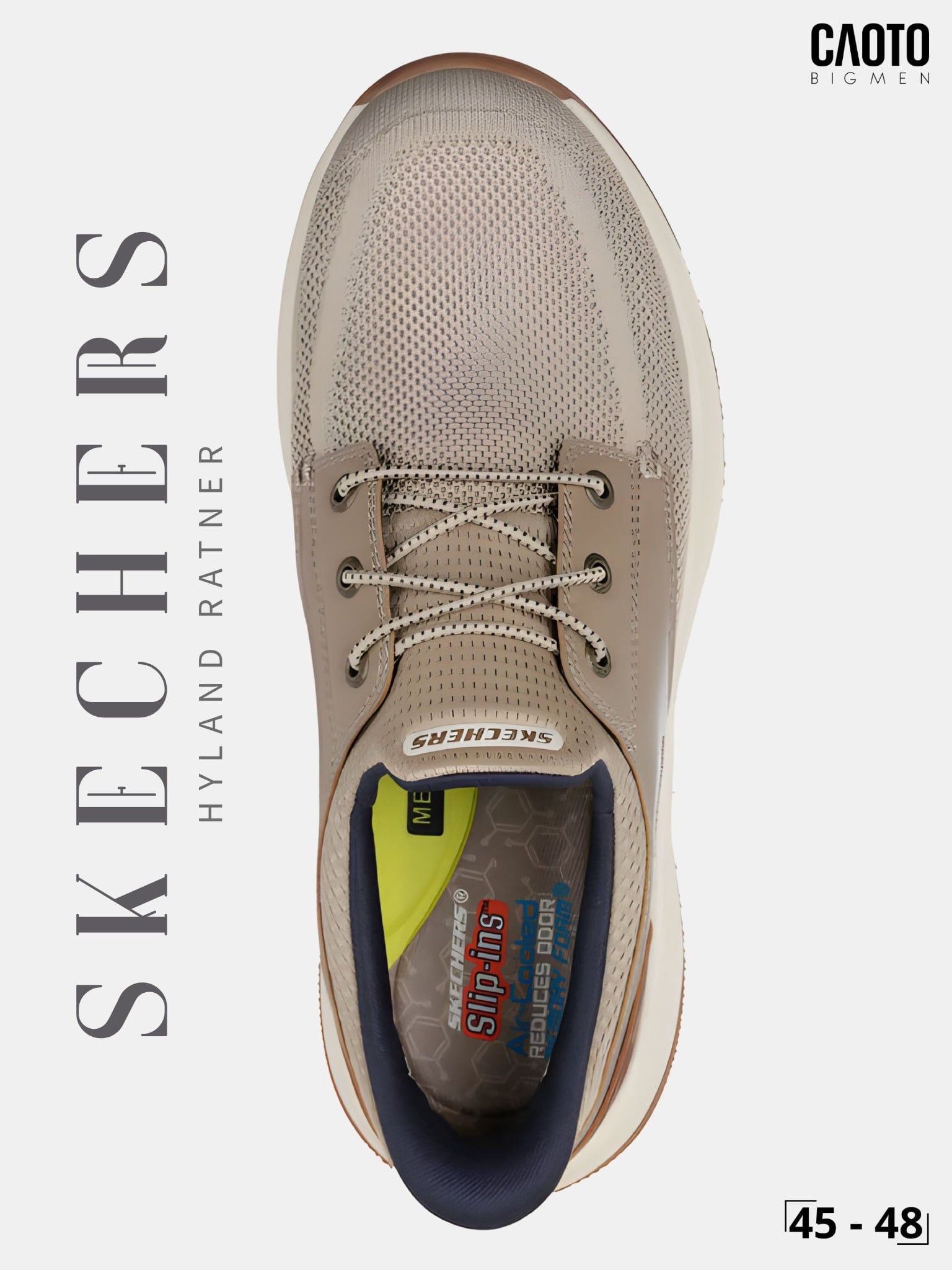  Giày Sneakers Nam Big Size Meroe Alden – Skechers Taupe Canvas Casual Size 45–50 