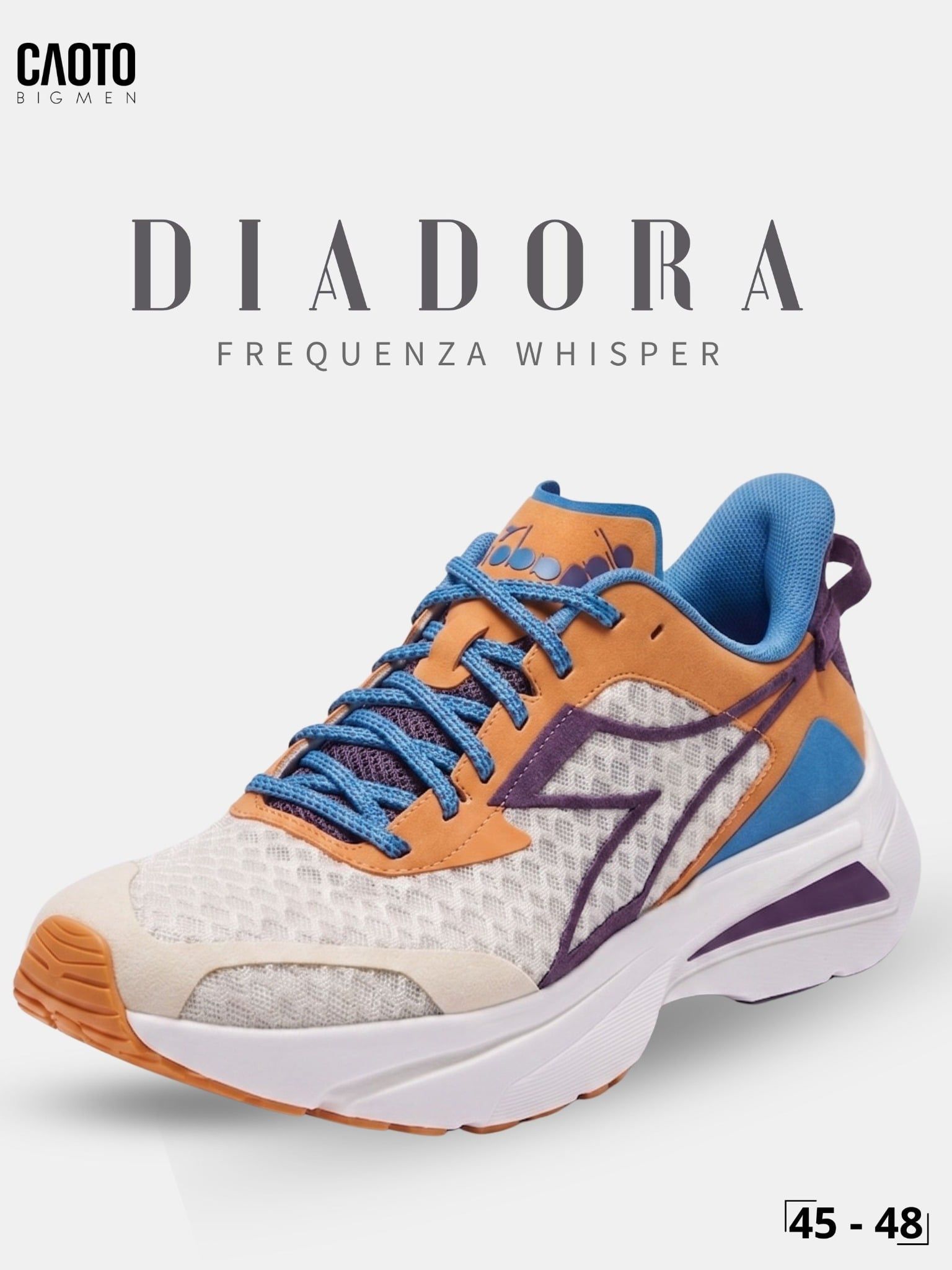  Giày Chạy Bộ Nam Big Size Frequenza Whisper Off-White Orange Blue Nhẹ, Bền Size 45 - 48 