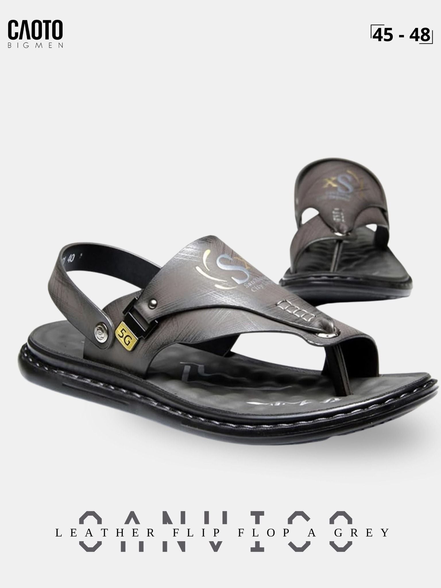  Giày Sandal Xỏ Ngón Nam Big Size Oanviso - A Brown Da Pu Sang Trọng Size 45 - 48 