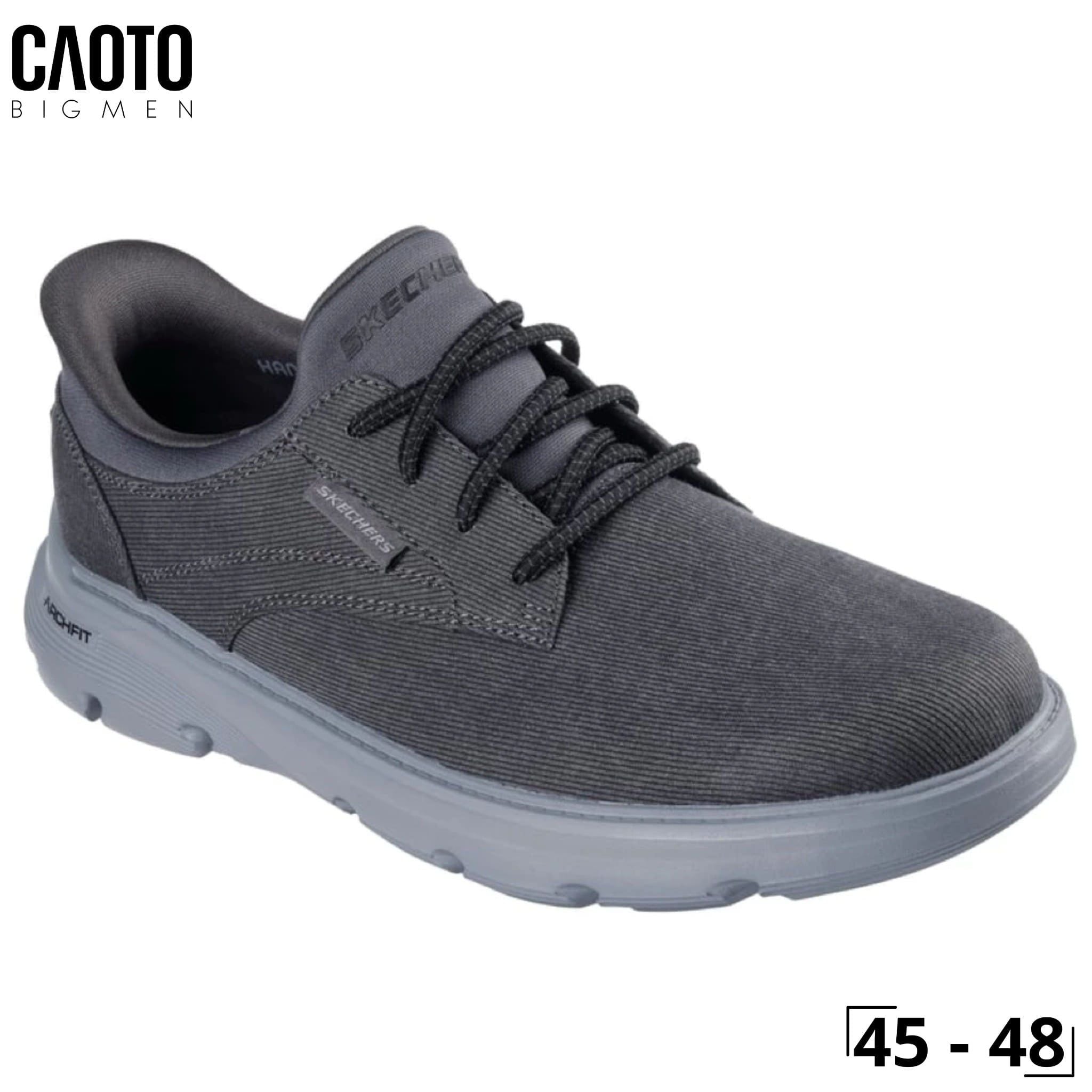  Giày Sneakers Nam Big Size Garza Thaddeus – Skechers Xám Đen Canvas Casual Size 45–50 