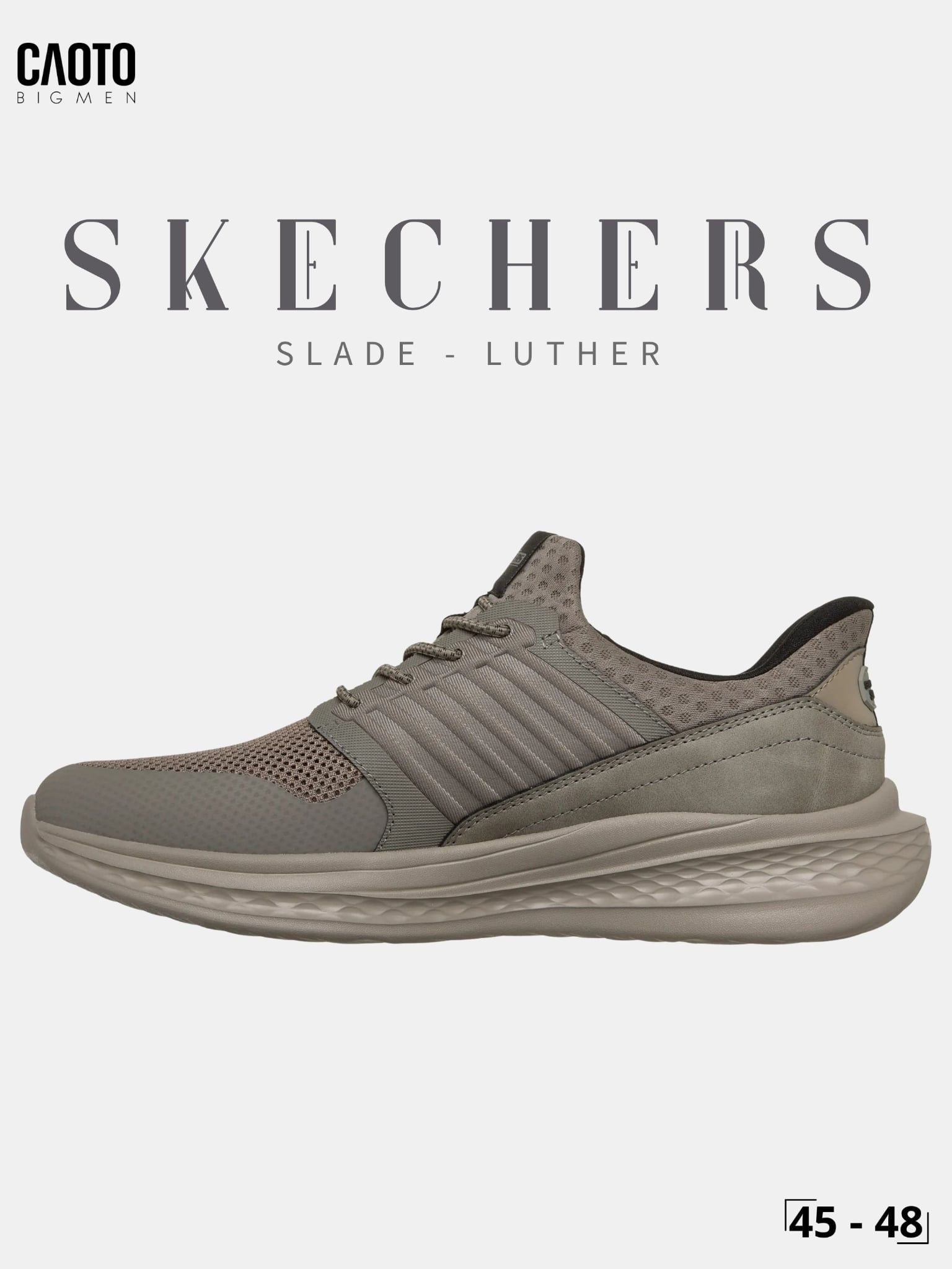  Giày Sneaker Nam Big Size Skechers Slip-ins Relaxed Fit Slade Luther Cement Êm Chân Size 45 - 48 