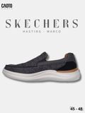  Giày Lười Nam Big Size Skechers Relaxed Fit Hasting Marco Gray Black Êm Chân Size 45 - 50 