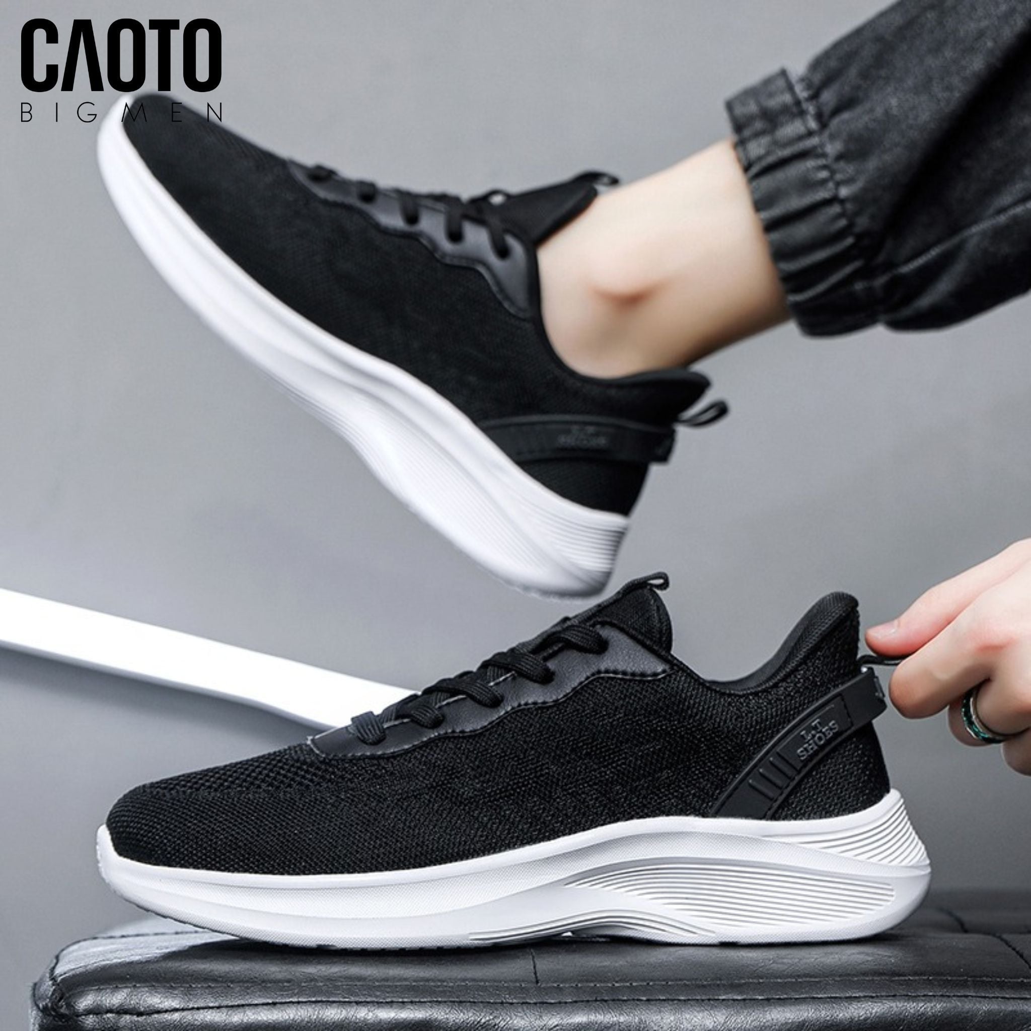  Giày Sneaker Nam Big Size Vertex Black Đế Êm Form Rộng Size 45-50 