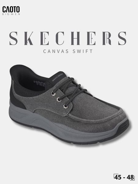  Giày Sneaker Nam Big Size Skechers Canvas Swift Fit Low Black Êm Chân Size 45 - 48 