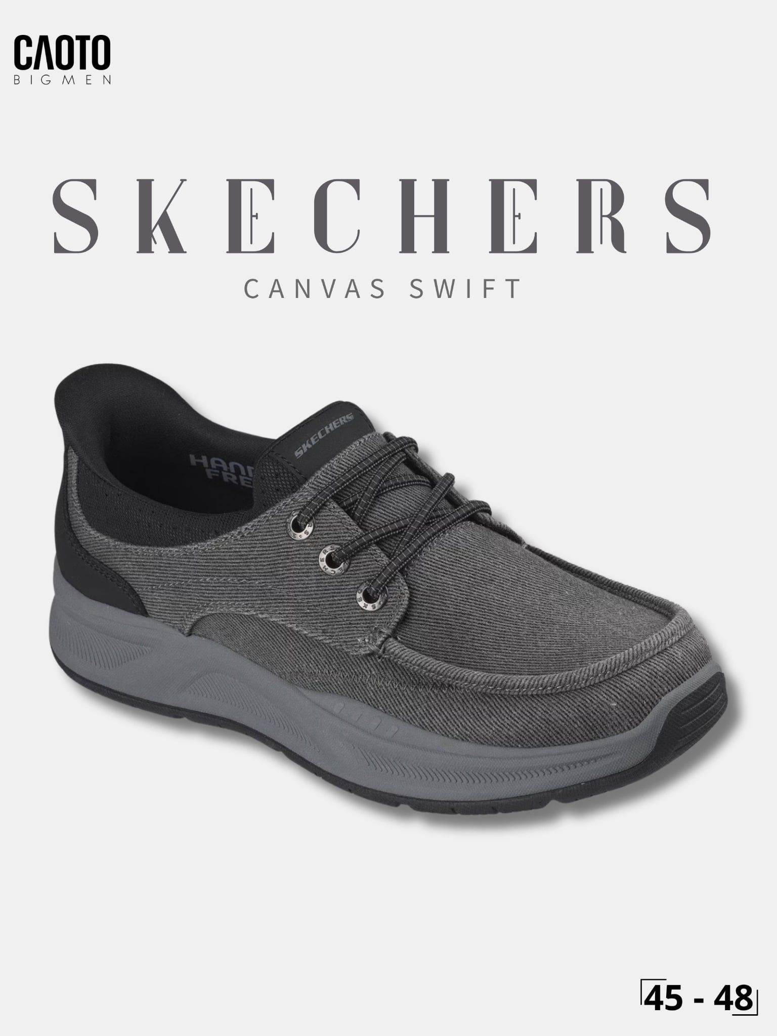  Giày Sneaker Nam Big Size Skechers Canvas Swift Fit Low Black Êm Chân Size 45 - 48 