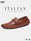  Giày Lười Nam Big Size Italian Loafers Da Mềm Moccasin Nhẹ Chân Màu Nâu Size 45 - 48 