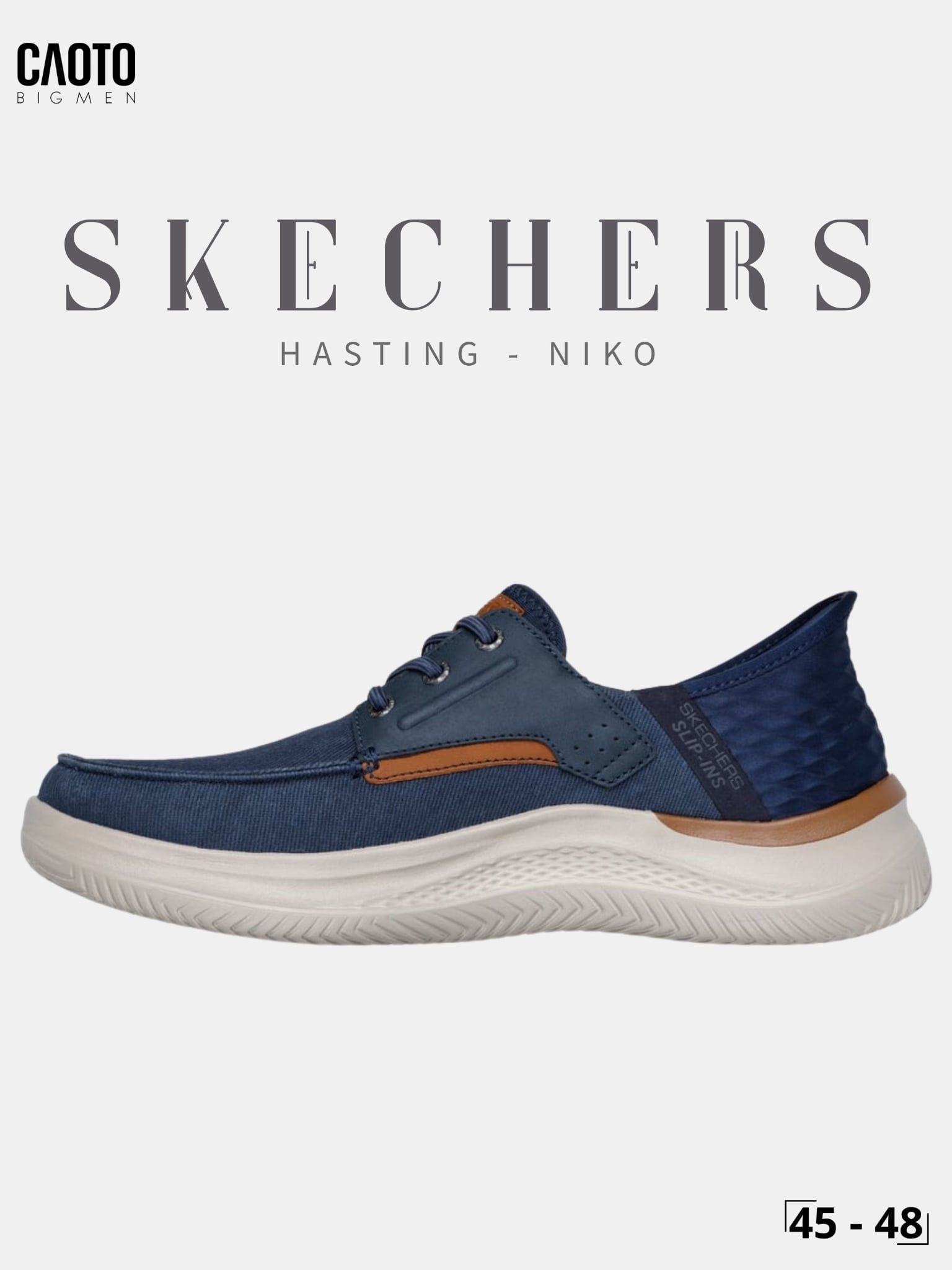  Giày Lười Nam Big Size Skechers Slip-ins Hasting Niko Navy Êm Chân Size 45 - 48 